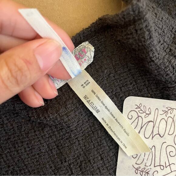 Free People Grey Gauze Henley Romper - Picture 9 of 9